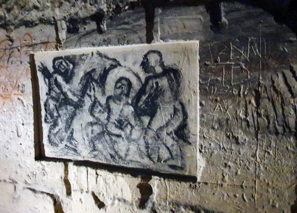 Eine Zeichnung in den Grotten von St. Pieter