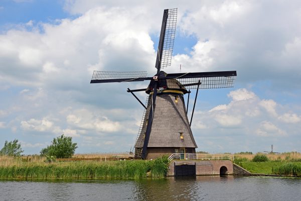 Die Windmühlen von Kinderdijk in der Niederlande