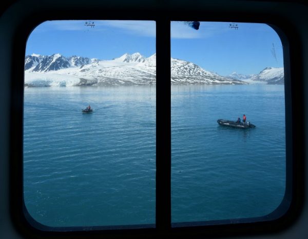 Blick aus meiner Kabine auf der MS Silver Cloud auf Spitzbergen