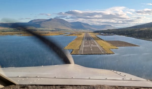 Kurz vor der Landung in Akureyri