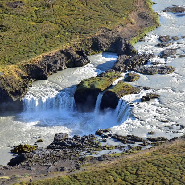 Der Wasserfall Góðafoss von Oben