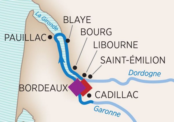 Die geplante Route der AmaDolce in Frankreich