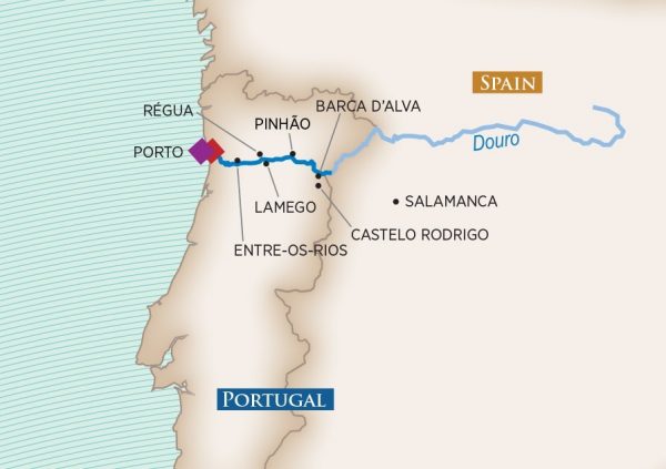 Die geplante Route auf dem Douro mit der MS AmaDouro