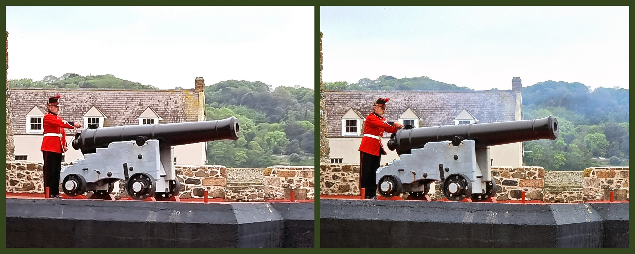 Der Abschuss der Kanone im Castle Cornet auf Guernsey